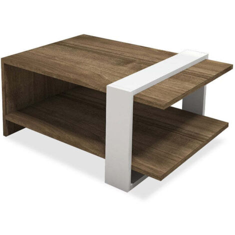 Table Basse Carla Bois Blanc Noyer 80x50x35 Cm (1/3)