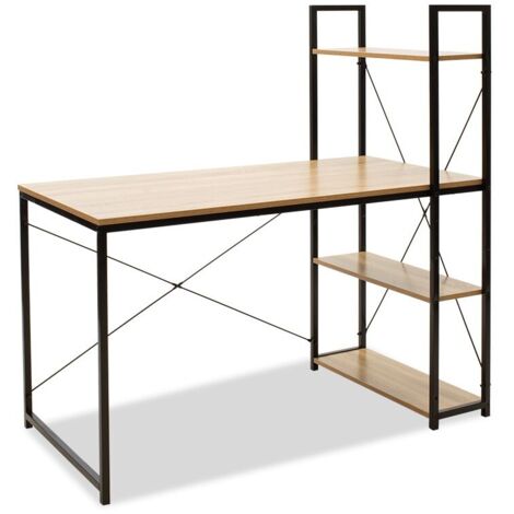 bureau étagère ramus bois naturel-noir 122x64x120c m (1/5)