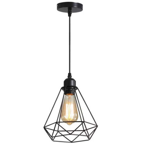 Plafonnier suspension luminaire métal noir 20,5x25 cm (1/3)