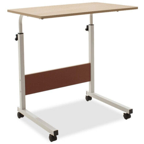 bureau hauteur réglable-mdf naturel-blanc 60x40x69-90 cm (1/5)