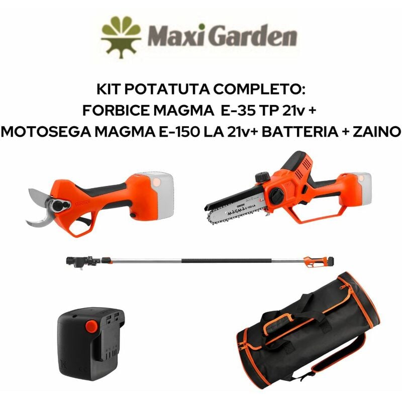 Kit Potatura Completo (Forbice MAGMA+Motosega MAGMA+Manico+Batteria) -  Stocker