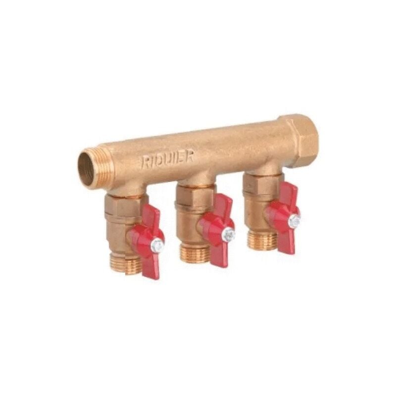 Collecteur modulaire sanitaire avec vanne - 3 départs - Entrée M20x27 - Sortie M15x21