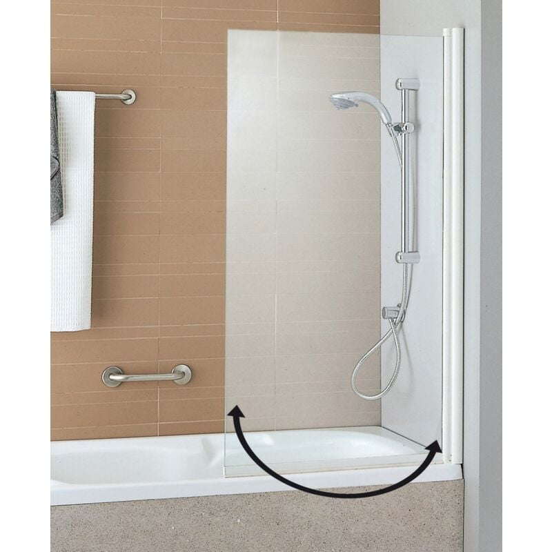 Pare-baignoire 120x140cm à 5 volets, paroi pivotante et pliante 180°, écran  de douche en 4mm verre securit et transparent