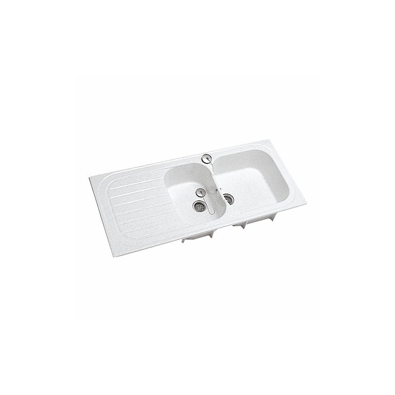 Evier à encastrer réversible Vallauris 2 cuves + 1 égouttoir 112x50 blanc