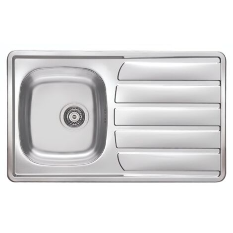 Evier Inox à Encastrer 18/10 Réversible 1Bac + 1 Egouttoir 86X50cm - Moderna (1/2)