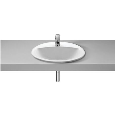 Roca – Vasque à encastrer ovale en céramique blanc 520x410mm – Hauteur 18.5cm – Pré-percée pour robinetterie – Pour salle de bain moderne