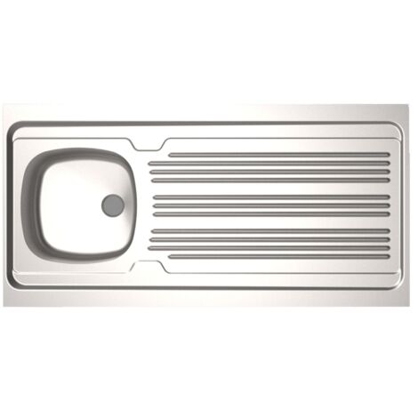 Moderna – Évier à poser inox 18/10 1 cuve réversible 1200x600mm – Égouttoir droit – Finition lisse – Perçage pour bonde Ø60mm