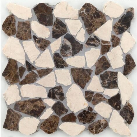 Mosaïque pierre naturelle Crush - 30x30x0.8cm - Cream chocolate