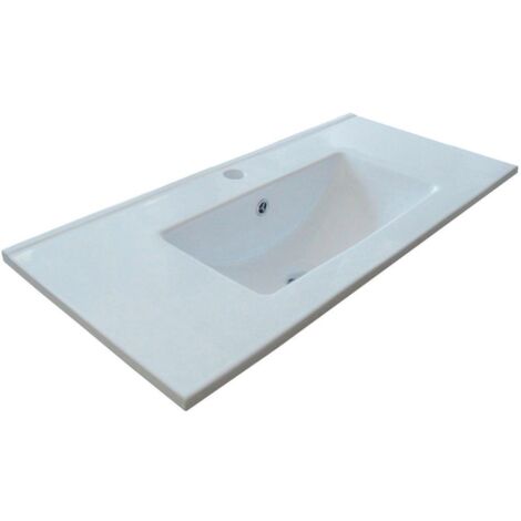 Vasque à encastrer céramique 80cm – Blanc – Dimensions 810x395x15mm – Pour meuble de salle de bain – Anconetti (1/2)