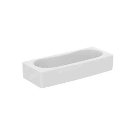 Porcher – Lavabo collectif céramique 100x40cm – Forme arrondie sans trop-plein – Dosseret percé 2 trous robinetterie – Profondeur cuve 18cm (1/4)