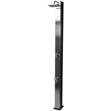 Douche solaire inox 30L – Rince-pieds orientable – Mitigeur chromé – Pommeau 200x150mm – Prise d'eau 1/2 femelle – SCP