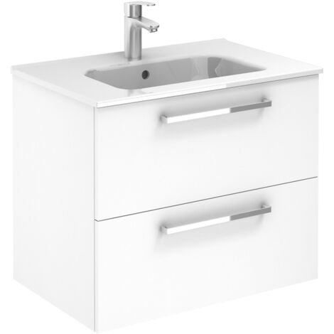 Meuble 2 tiroirs Ancoflash Color 2 avec plan céramique - Anconetti - Blanc - 70cm (1/2)