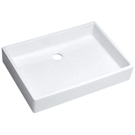 Geberit – Vasque à poser blanche 500x400 mm – Évier bandeau 14cm à bords droits – Sans égouttoir, sans trop-plein – Poids 18kg