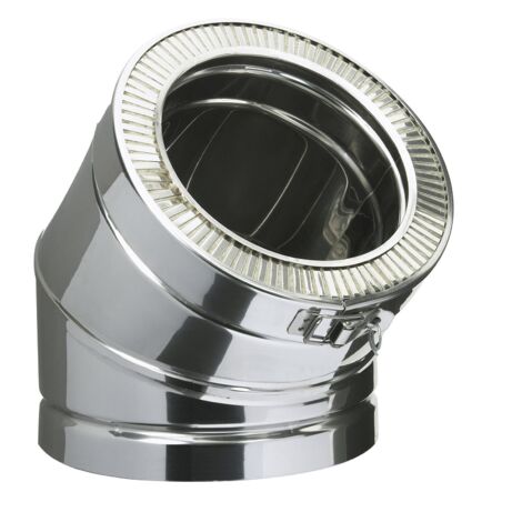 Poujoulat – Coude 45° en acier inoxydable pour raccord fumisterie – Éléments therminox ti – Angle d'inclinaison 45° – Diamètre 150mm (1/2)