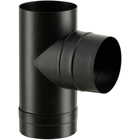 Poujoulat – Raccord fumisterie té tampon émaillé noir mat Ø130 – Pour poêles à bois – 56130955 (1/5)