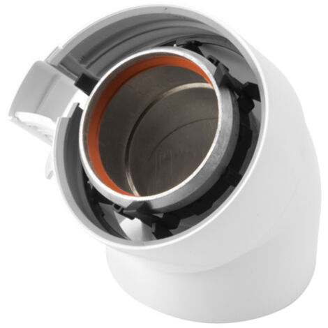 Ubbink – Coude 45° gaz alu/PVC 60/100 mm – Raccord fumisterie – Installation efficace pour systèmes de ventilation – Lot de 2 unités (1/5)