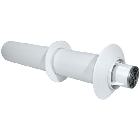 Ubbink – Terminal de toiture gaz alu/pvc horizontal 800mm – 2 rosaces 80/125 – Système concentrique pour façades – Conduit 80/125mm (1/5)