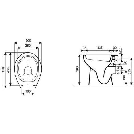 Cuvette WC nue à alimentation indépendante Publica 46x36 blanc
