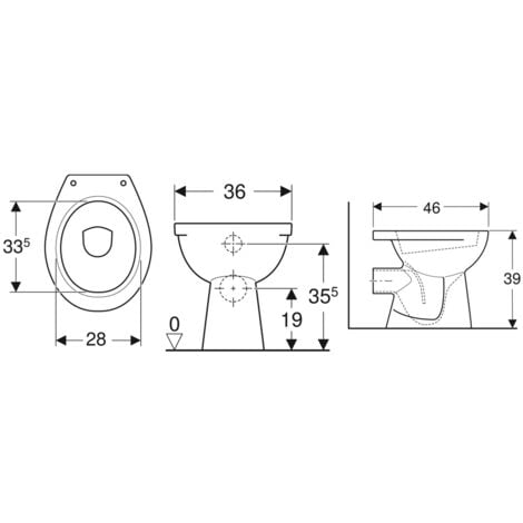 Cuvette WC nue à alimentation indépendante Publica 46x36 blanc