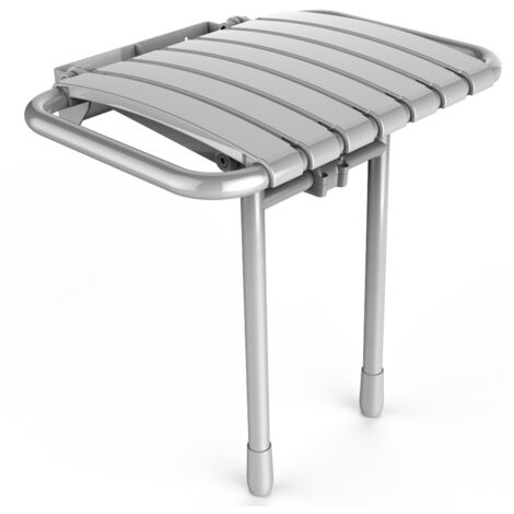 AKW – Siège de douche à lattes – Acier inoxydable – Assise relevable avec mécanisme Softclosing – Charge maximale 200kg – Dimensions 410x485x480mm