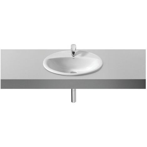 Roca – Vasque à encastrer en porcelaine blanche ovale 560x475mm – Avec trop-plein – Installation comptoir – Design épuré pour salle de bain