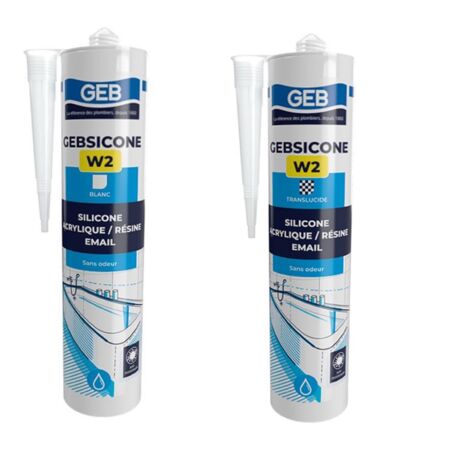 GEB – Silicone neutre thixotrope 310 ml – Cartouche pistolable translucide – Anti-moisissures pour joints sanitaires