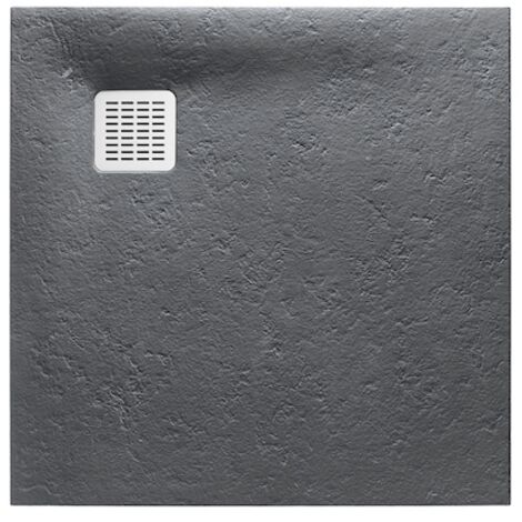 Roca – Receveur de douche à poser 90x90 cm – Antidérapant en Stonex – Finition texturée – Inclus siphon et grille inox (1/2)