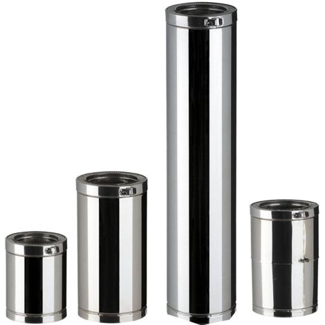 Poujoulat – Conduit de fumée therminox ti droit 450 – Longueur 180 mm – Pour installation en espaces confinés – Résistant à la chaleur (1/2)