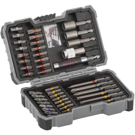 Bosch – Coffret d'embouts pour visseuse 43 pièces – 4 embouts Phillips, 4 Pozidriv, 4 plats, 8 Torx – 2607017164