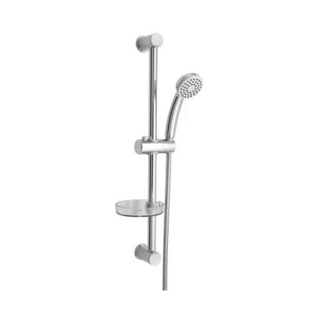 Roca – Ensemble de douche 60 cm en laiton chromé – Douchette anticalcaire 2 jets – Flexible inox 1,75 m avec écrou anti-torsion – Porte-savon inclus - Z5399112021