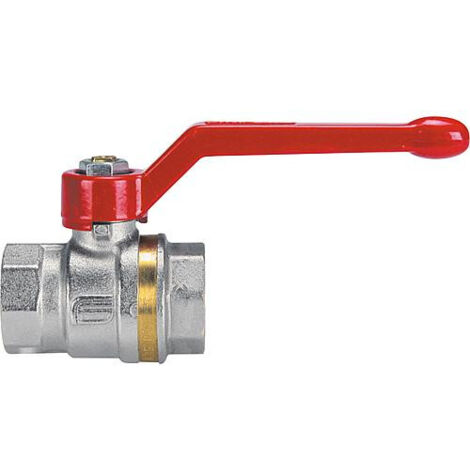 Robinet boisseau sphérique laiton bague FF poignée alu rouge 15x21 PN 40 (1/5)