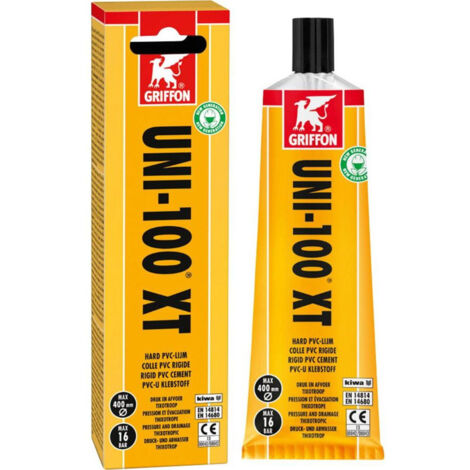 Griffon – Colle PVC rigide thixotrope 125ml – Pour installations sous pression et évacuation – Conforme aux normes EN1329 et ISO 15493 - TUBE 125 ML (1/2)