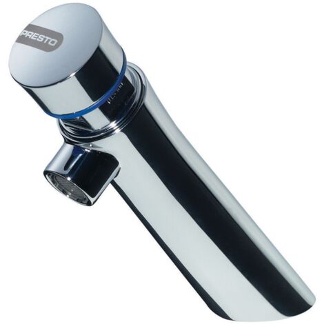 Presto – Robinet poussoir temporisé 3 L/min – Corps laiton chromé – Temporisation 15s – Raccord M 1/2' – Profondeur 120 mm – 65000