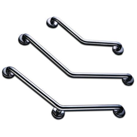 AKW – Barre de maintien coudée 135° inox poli – 3 points de fixation – 400x400 mm – Charge maximale 150 kg