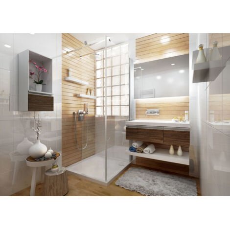 Parois fixe Ancocombi H200 x L120cm, verre transparent 6mm avec stabilisateur inclus (1/2)