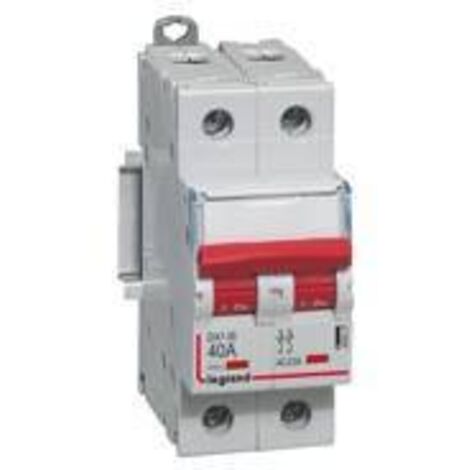 Legrand – Disjoncteur bipolaire 2P 400V 63A – Manette rouge – Catégorie AC 22A/AC 23A – Montage sur rail symétrique EN 60715