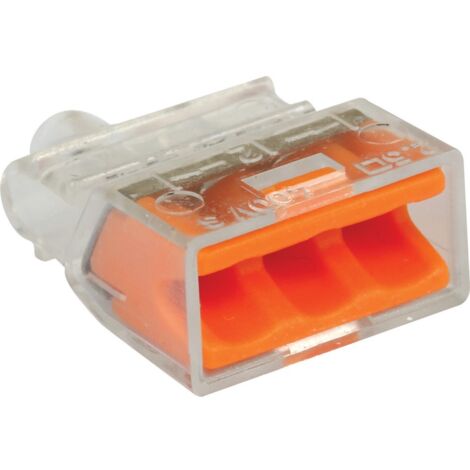 Bornes de connexion rapide pour fil électrique FastLock Orange - 3 entrées - pot de 100pcs (1/6)