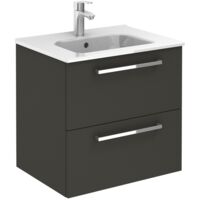 Meuble 2 tiroirs Ancoflash Color 2 avec plan céramique - Anconetti - Anthracite - 70cm
