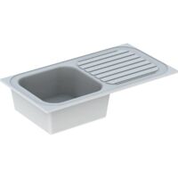 Geberit – Évier à encastrer réversible 1 bac 92x50.5cm – Trous amorcés pour robinet monotrou – Bonde inox Ø62 avec trop-plein