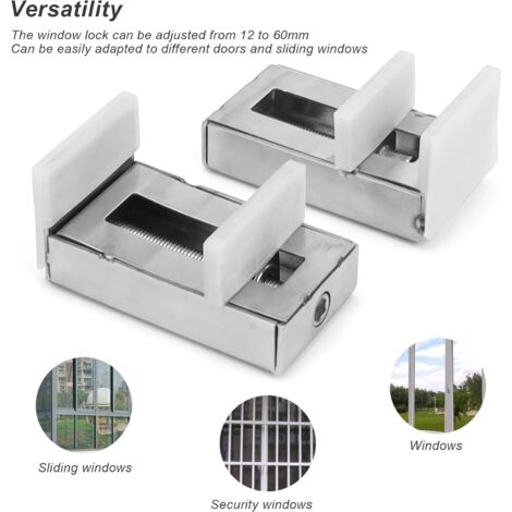 Seguro Para Ventanas Corredizas - Pack De 2, Ajustable, De Acero Inoxidable Y Fácil Instalación Sin Taladro