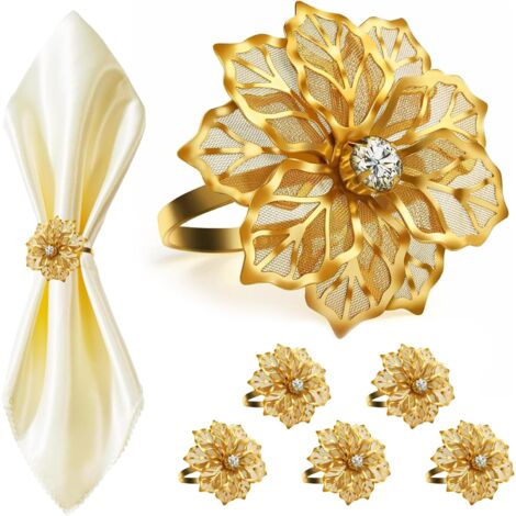 Juego De 12 Anillos Para Servilletas Con Diseño Floral De Plata - Para Bodas, Fiestas Y Banquetes