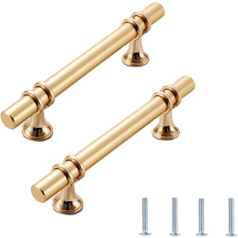 Guolich 2 Piezas Manija Del Cajón De La Cocina Tiradores Del Gabinete De La Puerta Manija De Aleación De Zinc Herrajes Dorados Modernos Para Armario Vestidor De Baño Centros De Orificios 3,8in