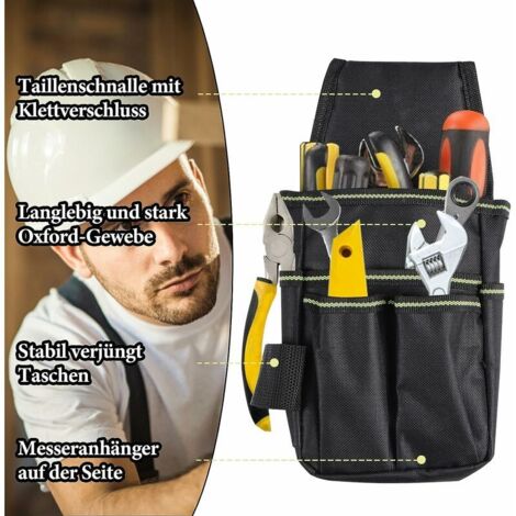 Bolsa De Herramientas Con Cinturón Ajustable | Riñonera Para Trabajo Y Deporte | Tela Oxford 600D | 25x13 Cm