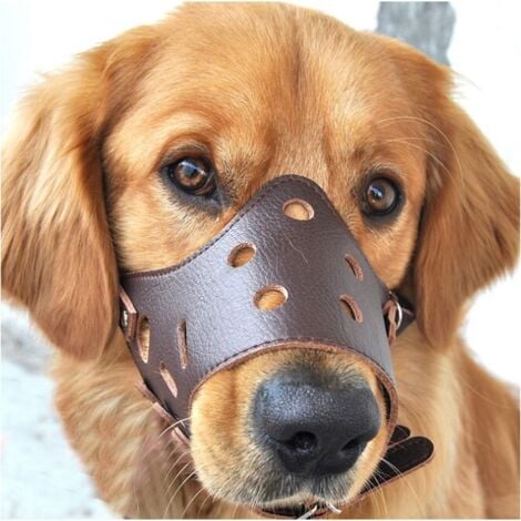 Ahlsen Chien en Cuir Muselière Anti-aboiement pour Les Grands Chiens de Petite Taille Moyenne L