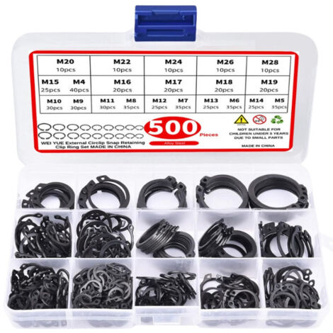 Kit 450 Anillos Retención E-Clip - Todos Tamaños Para Reparaciones