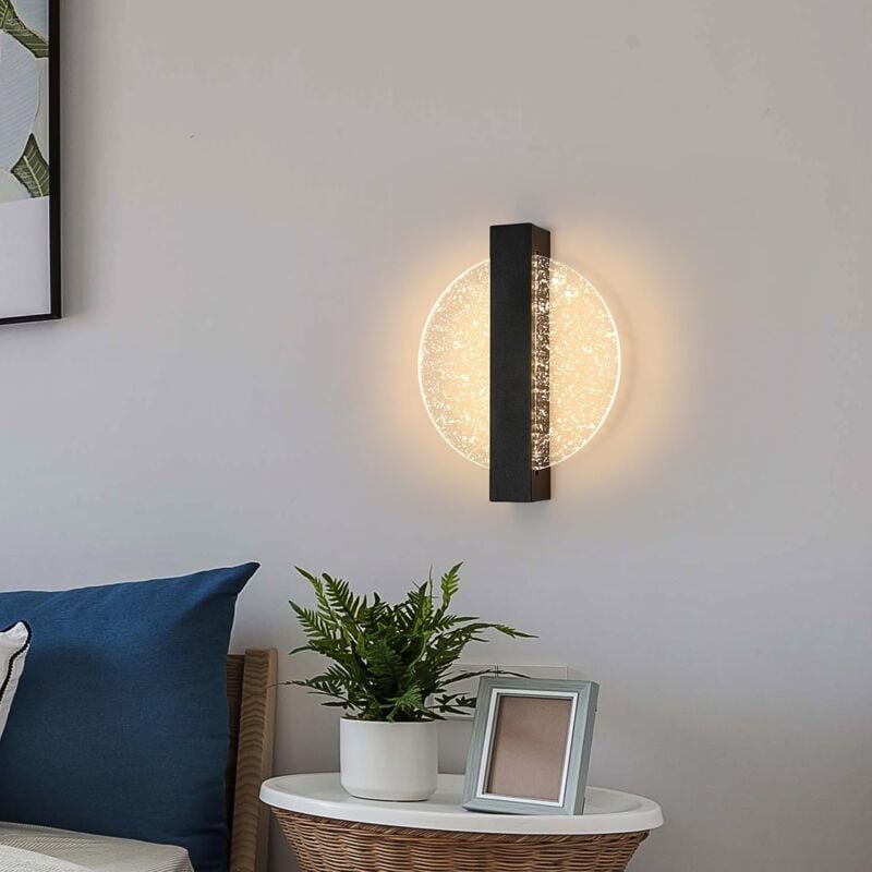 Applique Murale LED Dimmable Moderne Rond Lampe murale 3000K/4000K/6000K Pour chambre à coucher, salon, couloir, entrée Noir 2
