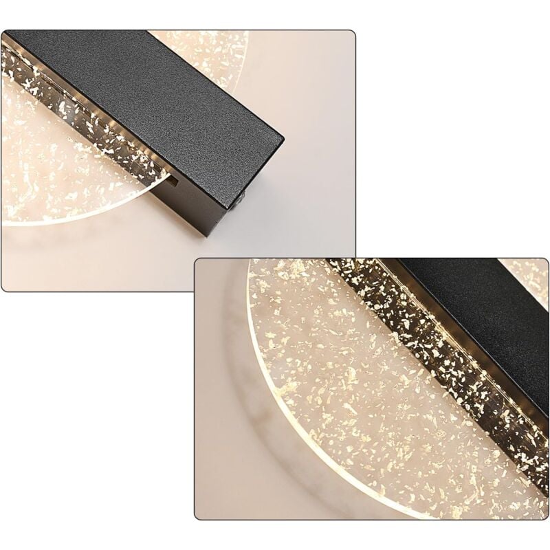 Applique Murale LED Dimmable Moderne Rond Lampe murale 3000K/4000K/6000K Pour chambre à coucher, salon, couloir, entrée Noir 4