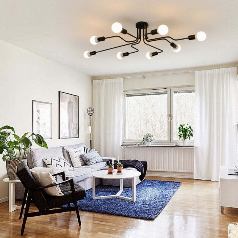 Spoutnik Lustre En Métal Moderne 8 Lumières Argent Vintage Chrome Plafonnier Utilisé Dans Le