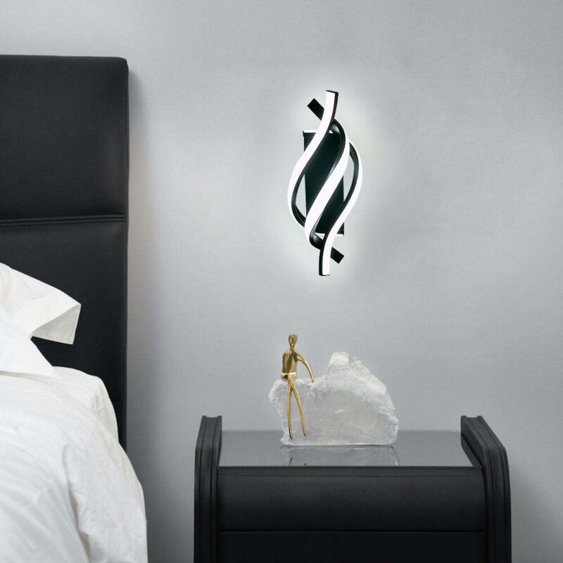 Applique Murale Interieur, Lampe LED Murale Moderne 18W Design incurvée IP20, Applique murale LED 6000K Lumière blanche froide 1620 lumens Noir IP20, pour Chambre à Coucher, Salon 2