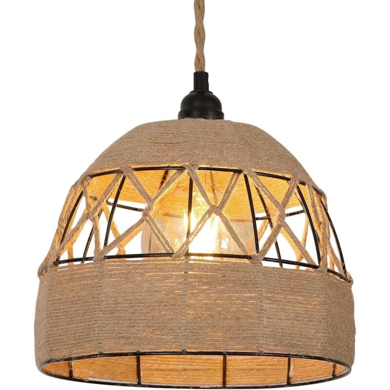 Lustre E27 Rétro Suspension Luminaire Corde Chanvre Lampe